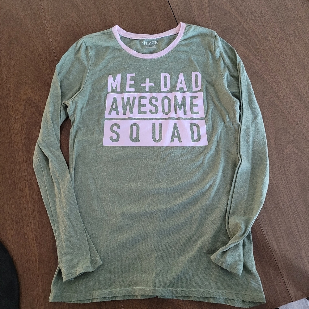 Girls Long Sleeve Tshirt Me+Dad Awesome Squad Medium 7/8